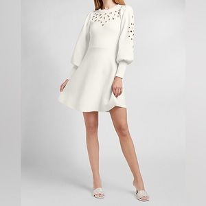 Express Eyelit Lace Fit and Flare Sweater Dress
